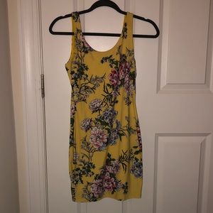 yellow floral mini dress